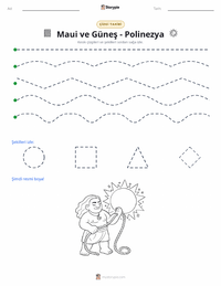 Maui ve Güneş - Polinezya yazdırılabilir çalışma sayfası önizlemesi