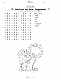 Maui and the Sun - Polynesian printable worksheet preview