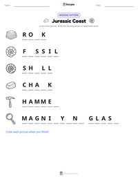 Jurassic Coast printable worksheet preview