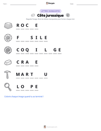 Aperçu de la feuille de travail imprimable Côte jurassique
