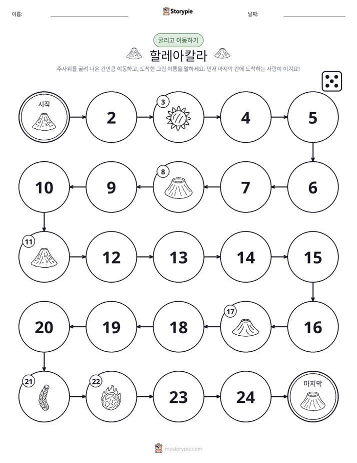 주사위 굴리고 이동하기 게임
