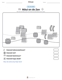 Māui en de Zon afdrukbare werkblad voorbeeld
