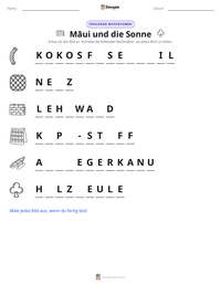 Māui und die Sonne druckbare Arbeitsblatt Vorschau