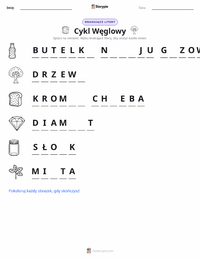 Podgląd drukowalnego arkusza ćwiczeń Cykl węglowy