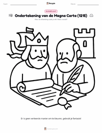 Ondertekening van de Magna Carta (1215) kleurplaat voor kinderen