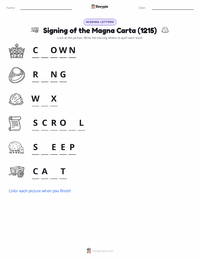 Signing of the Magna Carta (1215) printable worksheet preview