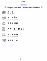 Magna Carta'nın İmzalanması (1215) yazdırılabilir çalışma sayfası önizlemesi