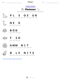 Plesiosaur printable worksheet preview