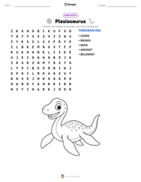 Prabaca lembar kerja cetak Plesiosaurus