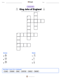 King John of England printable worksheet preview