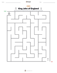 King John of England printable worksheet preview