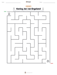 Koning Jan van Engeland afdrukbare werkblad voorbeeld