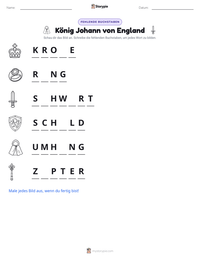 König Johann von England druckbare Arbeitsblatt Vorschau