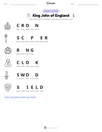 King John of England printable worksheet preview