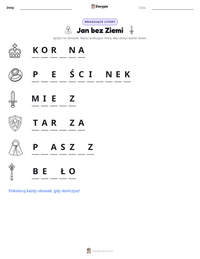 Podgląd drukowalnego arkusza ćwiczeń Jan bez Ziemi