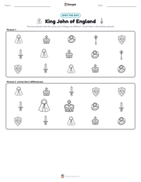 King John of England printable worksheet preview