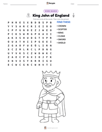 King John of England printable worksheet preview