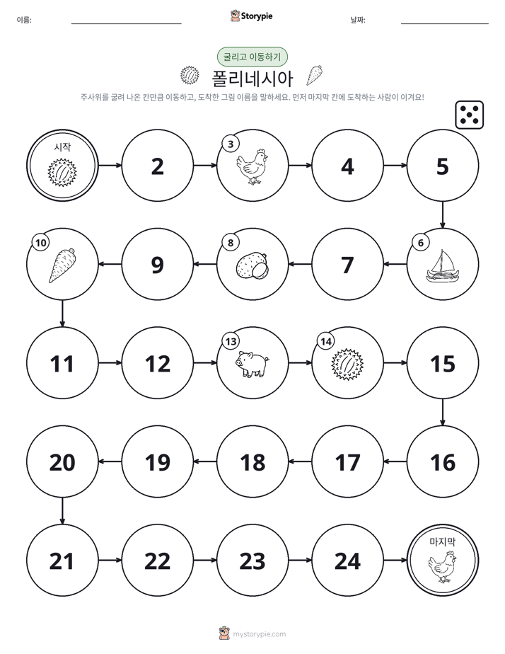 주사위 굴리고 이동하기 게임
