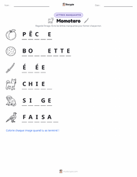 Aperçu de la feuille de travail imprimable Momotaro