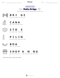 Rialto Bridge printable worksheet preview