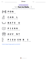 Aperçu de la feuille de travail imprimable Pont du Rialto