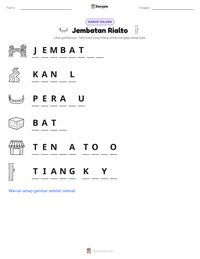 Prabaca lembar kerja cetak Jembatan Rialto