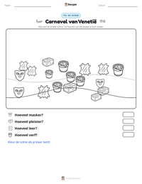 Carnaval van Venetië afdrukbare werkblad voorbeeld