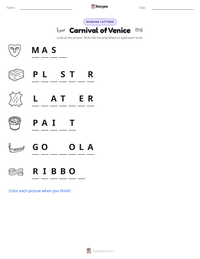 Carnival of Venice printable worksheet preview