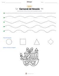Vista previa de la hoja de trabajo imprimible de Carnaval de Venecia