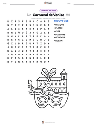 Aperçu de la feuille de travail imprimable Carnaval de Venise