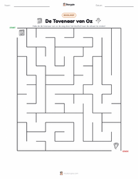 De Tovenaar van Oz (roman) afdrukbare werkblad voorbeeld