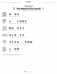 The Wizard of Oz (novel) printable worksheet preview