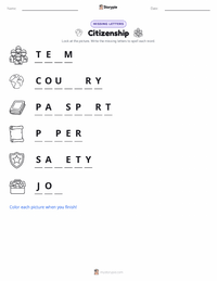 Citizenship printable worksheet preview