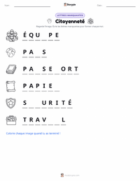 Aperçu de la feuille de travail imprimable Citoyenneté