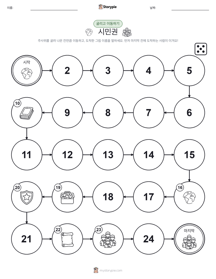 주사위 굴리고 이동하기 게임