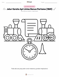 Halaman mewarnai Penyelesaian Jalur Kereta Api Transkontinental Pertama (1869) untuk anak-anak
