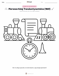 Strona do kolorowania Ukończenie Pierwszej Kolei Transkontynentalnej (1869) dla dzieci