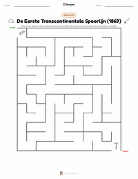 De Voltooiing van de Eerste Transcontinentale Spoorweg (1869) afdrukbare werkblad voorbeeld