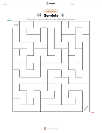 Aperçu de la feuille de travail imprimable Gondole