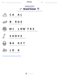 Grand Canal printable worksheet preview