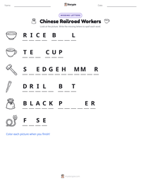 Chinese Railroad Workers printable worksheet preview