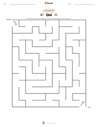 Aperçu de la feuille de travail imprimable Oni