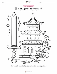 Page de coloriage La Légende de Mulan - Chinoise pour les enfants