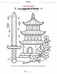 Pagina da colorare di La Leggenda di Mulan - Cinese per bambini