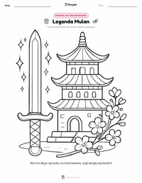 Strona do kolorowania Legenda o Mulan - chińska dla dzieci