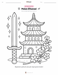 Mulan Efsanesi - Çin çocuklar için boyama sayfası