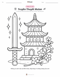Trang tô màu Truyền thuyết Mộc Quế Anh - Trung Quốc cho trẻ em