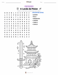 Prévia da folha de atividades imprimível A Lenda de Mulan - Chinesa