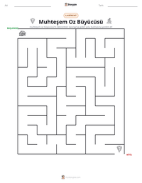 Muhteşem Oz Büyücüsü yazdırılabilir çalışma sayfası önizlemesi