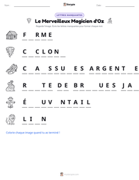 Aperçu de la feuille de travail imprimable Le Merveilleux Magicien d'Oz
